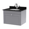 [BFCL294BR1] Swynnerton Traditional 1 Drawer Wall Hung Vanity Unit with Black Marble Worktop and 1 Tap Hole Basin, Choice of Size and Colour - Cutout