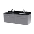 [BFCL294BR2] Swynnerton Traditional 2 Drawer Wall Hung Vanity Unit with Double Marble Basin, Satin Grey, 1200mm - Cutout