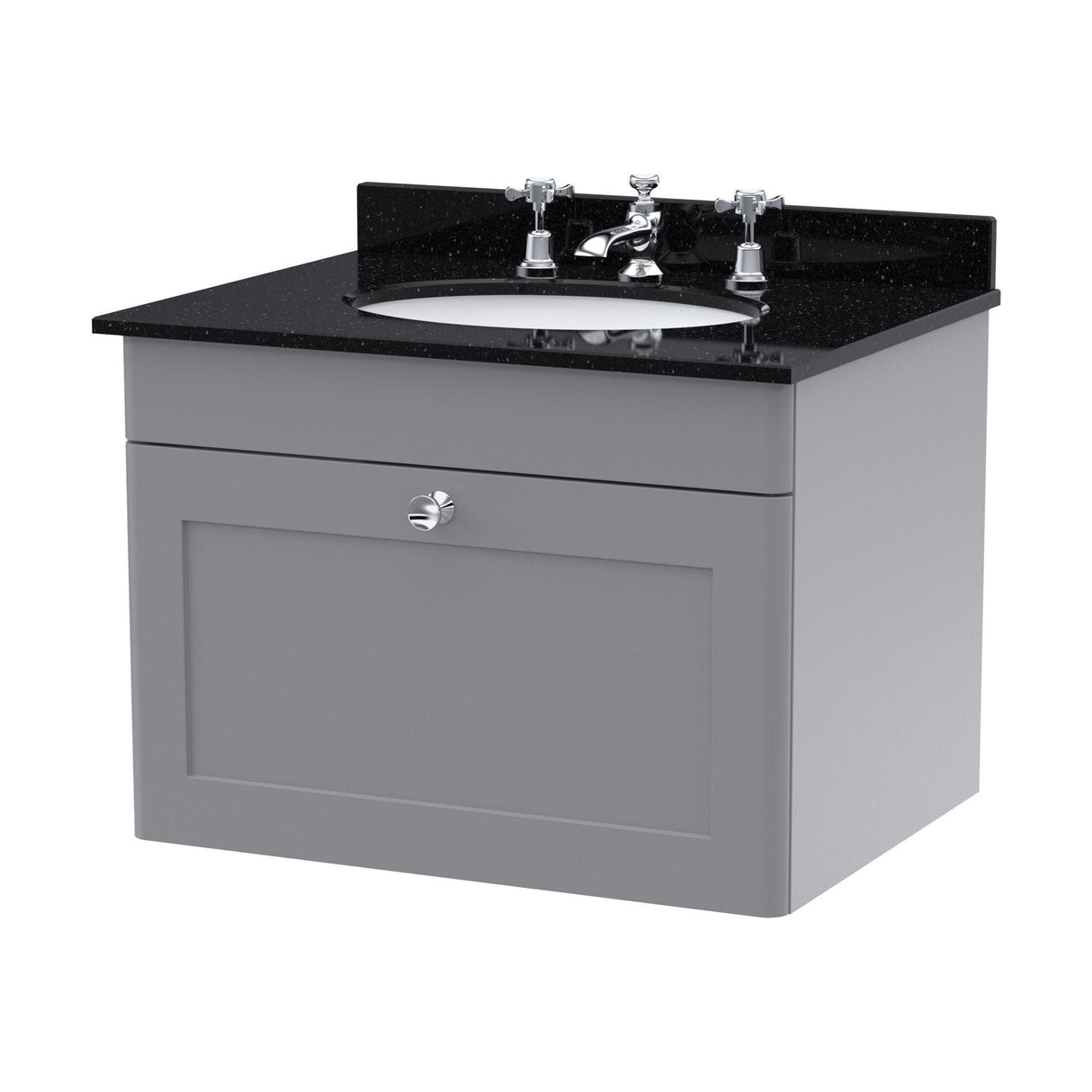 [BFCL294BR3] Swynnerton Traditional 1 Drawer Wall Hung Vanity Unit with Marble Basin - Choice of Size and Colour - Cutout