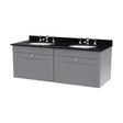 [BFCL294BR6] Swynnerton Traditional 2 Drawer Wall Hung Vanity Unit with Double Marble Basin, Satin Grey, 1200mm - Cutout