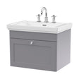 [BFCL294B] Swynnerton Traditional 1 Drawer Wall Hung Vanity Unit with Basin, Satin Grey, 600mm - Cutout