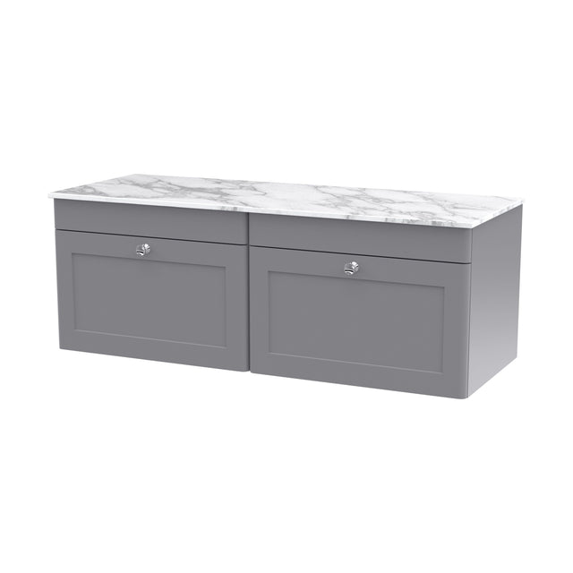 [BFCL294CMT2] Swynnerton Traditional 2 Drawer Wall Hung Vanity Unit with Marble Top, 1200mm - Cutout