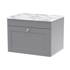 [BFCL294CMT] Swynnerton Traditional 1 Drawer Wall Hung Vanity Unit with Marble Top, Satin Grey, 600mm - Cutout