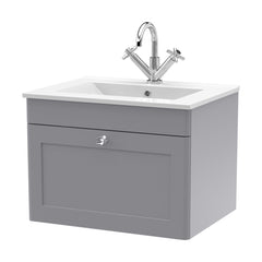 [BFCL294C] Swynnerton Traditional 1 Drawer Wall Hung Vanity Basin Unit with 1 Tap Hole Minimalist Ceramic Basin, Choice of Size and Colour - Cutout