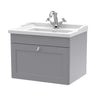 [BFCL294F] Swynnerton Traditional 1 Drawer Wall Hung Vanity Basin Unit with 1 Tap Hole Traditional Ceramic Basin, Choice of Size and Colour - Cutout