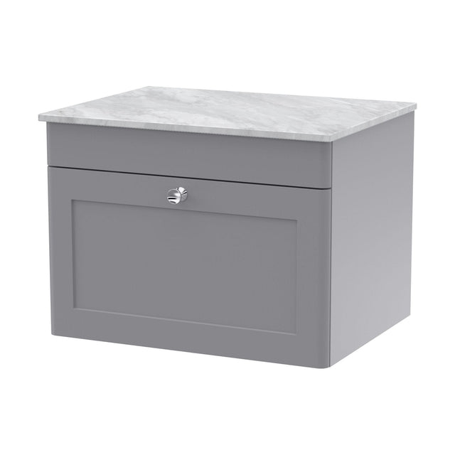 [BFCL294GMT] Swynnerton Traditional 1 Drawer Wall Hung Vanity Unit with Marble Top, 600mm - Cutout