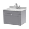 [BFCL294GR1] Swynnerton Traditional 1 Drawer Wall Hung Vanity Unit with Grey Marble Worktop and 1 Tap Hole Basin, Choice of Size and Colour - Cutout