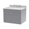 [BFCL294GR3] Swynnerton Traditional 1 Drawer Wall Hung Vanity Basin Unit with 3 Tap Hole Grey Marble Top Basin, Choice of Size and Colour - Cutout