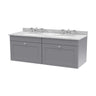 [BFCL294GR6] Swynnerton Traditional 2 Drawer Wall Hung Vanity Basin Unit with Double 3 Tap Hole Grey Marble Basin, 1200mm, Choice of Colour - Cutout
