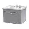 [BFCL294G] Swynnerton Traditional 1 Drawer Wall Hung Vanity Basin Unit with 3 Tap Hole Traditional Ceramic Basin, Choice of Size and Colour - Cutout