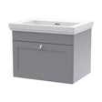 [BFCL294H] Swynnerton Traditional 1 Drawer Wall Hung Vanity Unit with Basin, Satin Grey, 600mm - Cutout