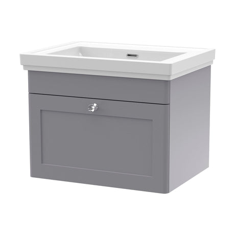 [BFCL294H] Swynnerton Traditional 1 Drawer Wall Hung Vanity Unit with 0 Tap Hole Traditional Fireclay Basin, Choice of Size and Colour - Cutout