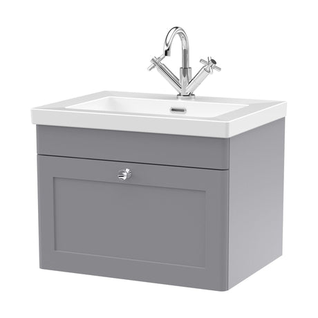 [BFCL294L] Swynnerton Traditional 1 Drawer Wall Hung Vanity Basin Unit with 1 Tap Hole Modern Fireclay Basin, Choice of Size and Colour - Cutout