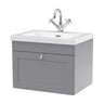 [BFCL294L] Swynnerton Traditional 1 Drawer Wall Hung Vanity Basin Unit with 1 Tap Hole Modern Fireclay Basin, Choice of Size and Colour - Cutout