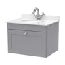 [BFCL294WR1] Swynnerton Traditional 1 Drawer Wall Hung Vanity Basin Unit with 1 Tap Hole White Marble Worktop and Basin, Choice of Size and Colour - Cutout