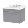 [BFCL294WR3] Swynnerton Traditional 1 Drawer Wall Hung Vanity Basin Unit with 3 Tap Hole White Marble Worktop and Basin, Choice of Size and Colour - Cutout