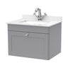 [BFCL294WS1] Swynnerton Traditional 1 Drawer Wall Hung Vanity Basin Unit with 1 Tap Hole White Marble Worktop and Square Basin, Choice of Size and Colour - Cutout