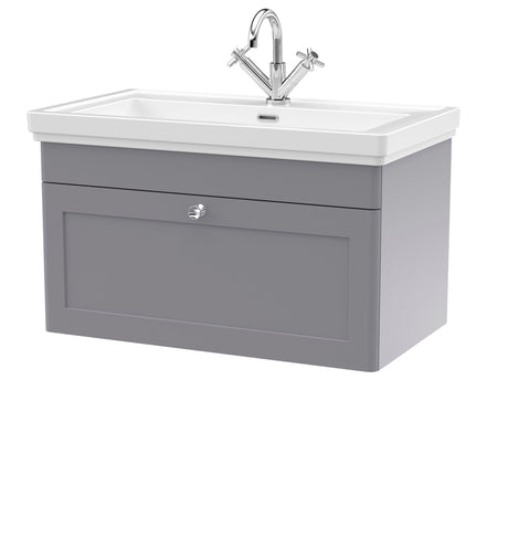 Swynnerton Traditional Wall Hung 1 Drawer Vanity Basin Unit with Fireclay Basin - Choice of Colour and Size