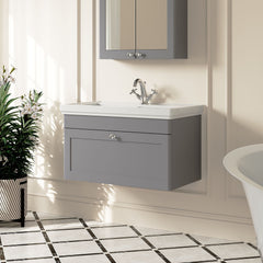 [BFCL296A] Swynnerton Traditional Wall Hung 1 Drawer Vanity Basin Unit with Fireclay Basin - Choice of Colour and Size - Lifestyle 3
