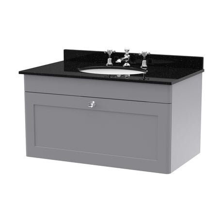 [BFCL296BR3] Swynnerton Traditional 1 Drawer Wall Hung Vanity Unit with Marble Basin - Choice of Size and Colour - Cutout
