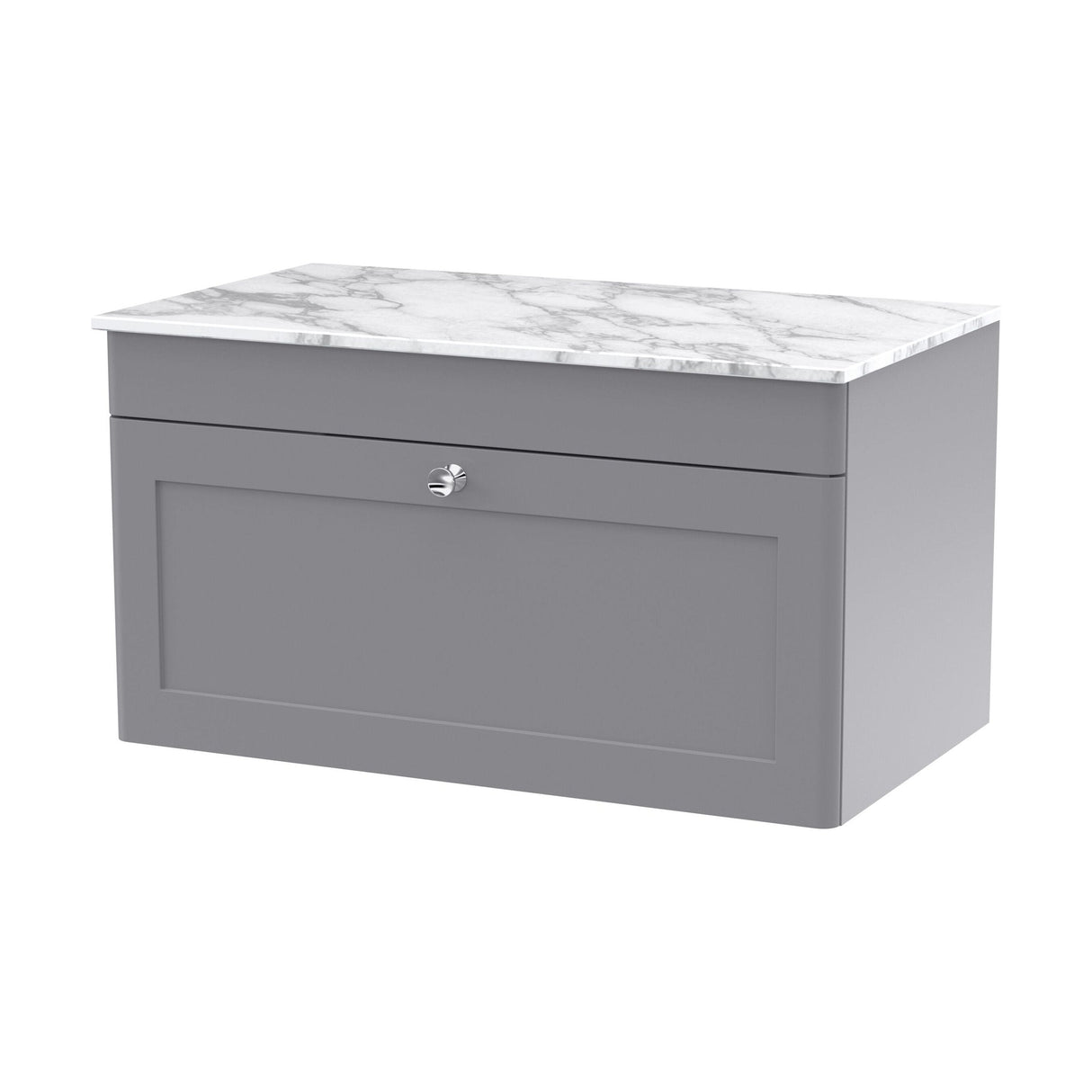 [BFCL296CMT] Swynnerton Traditional 1 Drawer Wall Hung Vanity Unit with Marble Top, Satin Grey, 800mm - Cutout