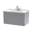 [BFCL296F] Swynnerton Traditional 1 Drawer Wall Hung Vanity Unit with Basin, Satin Grey, 800mm - Cutout
