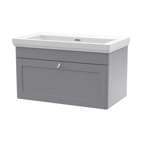 [BFCL296H] Swynnerton Traditional 1 Drawer Wall Hung Vanity Unit with 0 Tap Hole Traditional Fireclay Basin, Choice of Size and Colour - Cutout