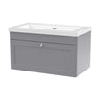 [BFCL296K] Swynnerton Traditional 1 Drawer Wall Hung Vanity Unit with Fireclay Basin, Satin Grey, 800mm - Cutout