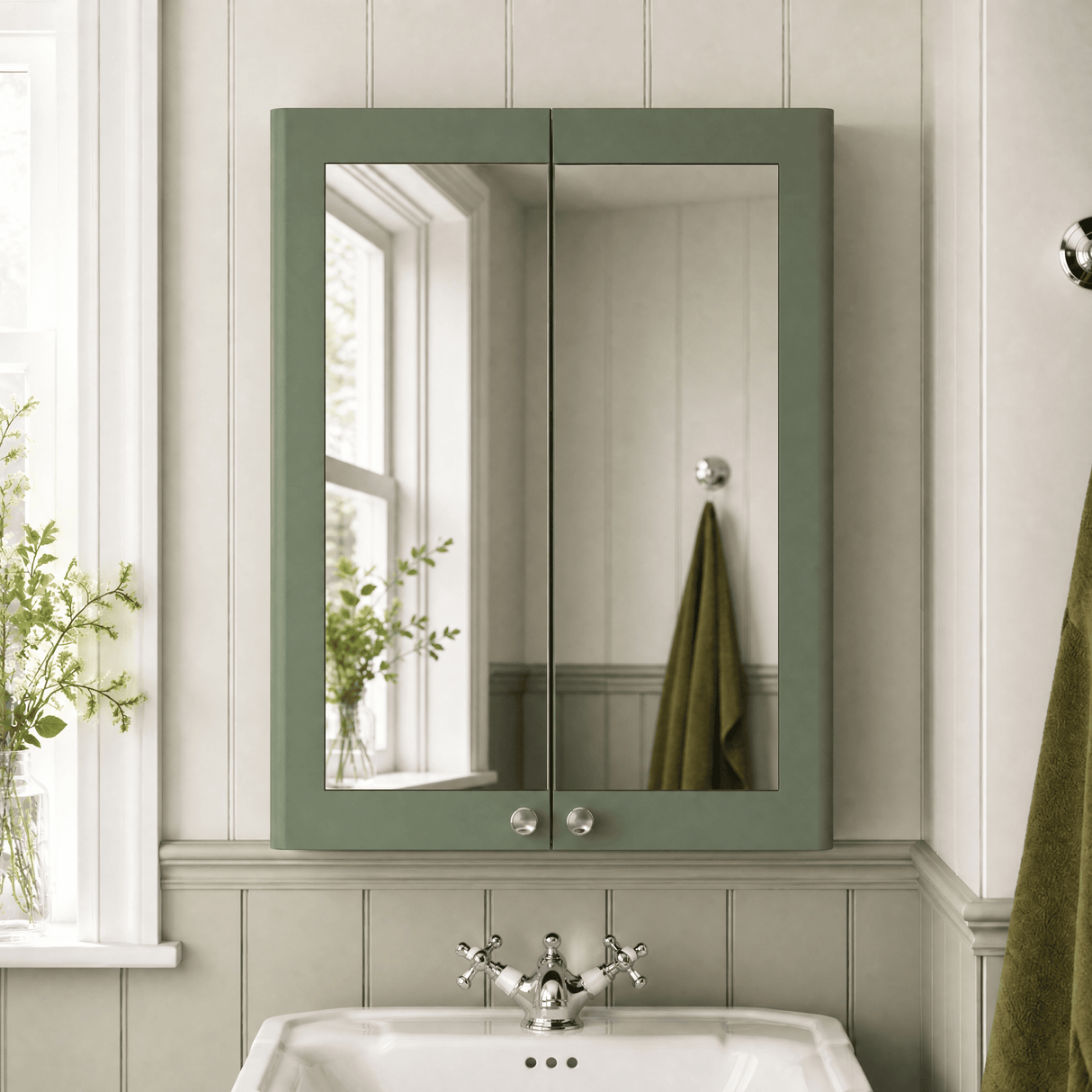 [BFCL817] Swynnerton Traditional Wall Hung 2 Soft Close Door Mirror Cabinet, 600mm - Choice of Colour - Lifestyle 1