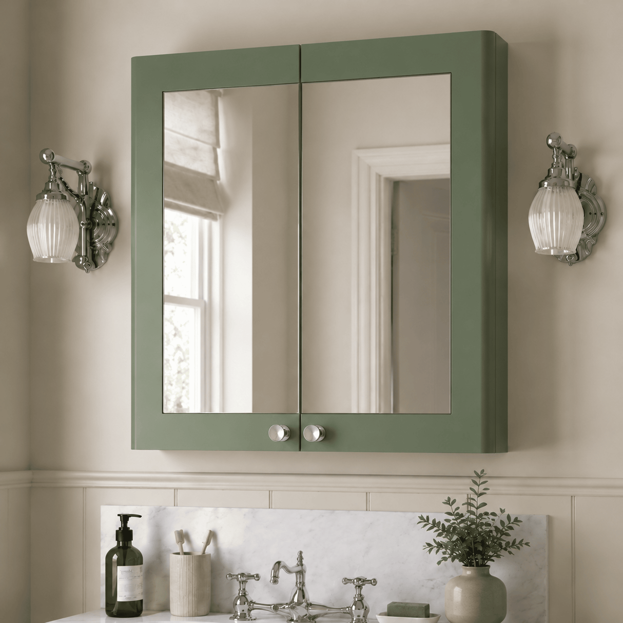 [BFCL817] Swynnerton Traditional Wall Hung 2 Soft Close Door Mirror Cabinet, 600mm - Choice of Colour - Lifestyle 3