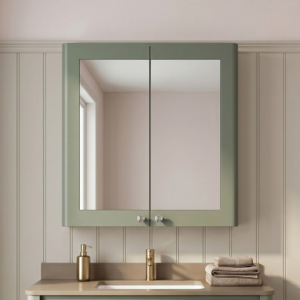 [BFCL817] Swynnerton Traditional Wall Hung 2 Soft Close Door Mirror Cabinet, 600mm - Choice of Colour - Silo