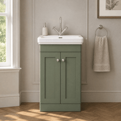 [BFCL823A] Swynnerton Traditional Floor Standing Vanity Basin Unit with 1 Tap Hole Ceramic Basin - Choice of Size and Finish - Silo