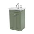 [BFCL823B] Swynnerton Traditional 2 Door Floor Standing Vanity Unit with Basin, Satin Green, 500mm - Cutout