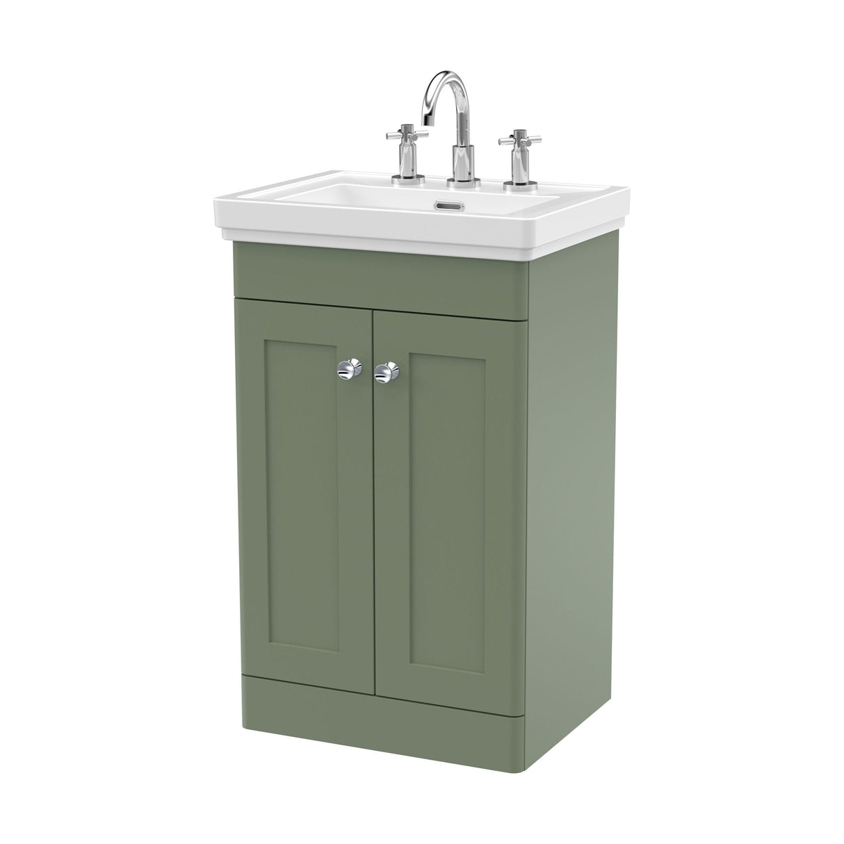 [BFCL823B] Swynnerton Traditional 2 Door Floor Standing Vanity Basin Unit with 3 Tap Hole Traditional Fireclay Basin, Choice of Size and Colour - Cutout