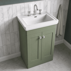 [BFCL823B] Swynnerton Traditional 2 Door Floor Standing Vanity Basin Unit with 3 Tap Hole Traditional Fireclay Basin, Choice of Size and Colour