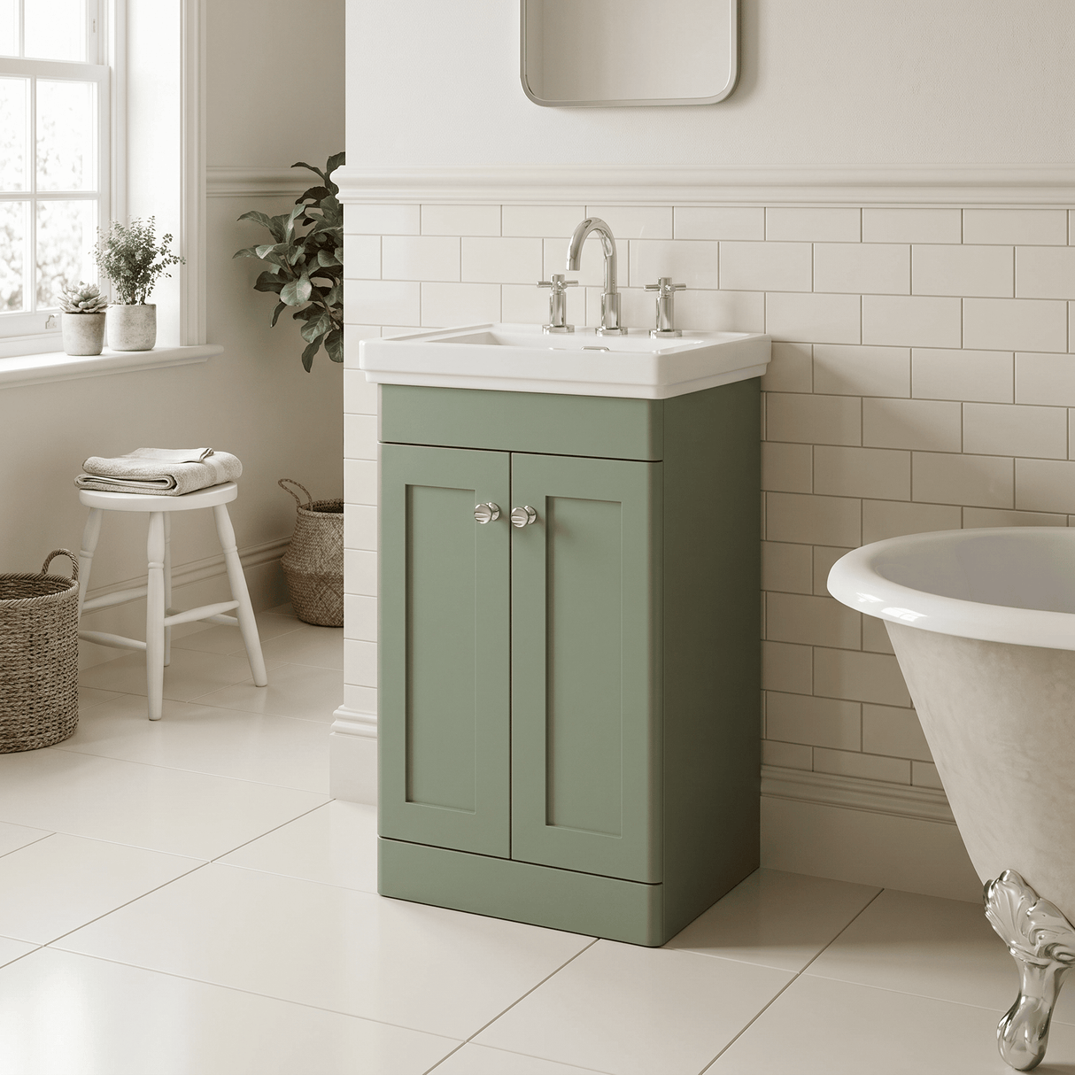 [BFCL823B] Swynnerton Traditional 2 Door Floor Standing Vanity Basin Unit with 3 Tap Hole Traditional Fireclay Basin, Choice of Size and Colour