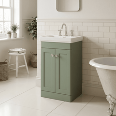 [BFCL823B] Swynnerton Traditional 2 Door Floor Standing Vanity Basin Unit with 3 Tap Hole Traditional Fireclay Basin, Choice of Size and Colour