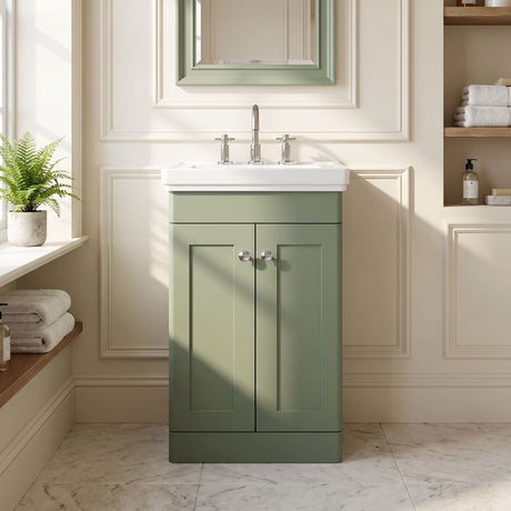 [BFCL823B] Swynnerton Traditional 2 Door Floor Standing Vanity Basin Unit with 3 Tap Hole Traditional Fireclay Basin, Choice of Size and Colour - Silo