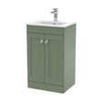 [BFCL823C] Swynnerton Traditional 2 Door Floor Standing Vanity Unit with Minimalist Basin, Satin Green, 500mm - Cutout