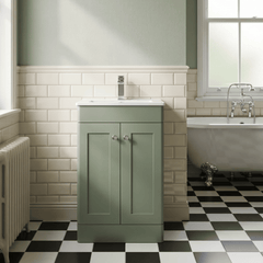 [BFCL823C] Swynnerton Traditional 2 Door Floor Standing Vanity Basin Unit with 1 Tap Hole Minimalist Ceramic Basin, Choice of Size and Colour