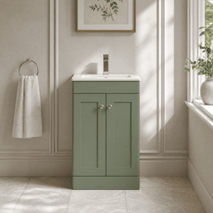 [BFCL823C] Swynnerton Traditional 2 Door Floor Standing Vanity Basin Unit with 1 Tap Hole Minimalist Ceramic Basin, Choice of Size and Colour - Silo