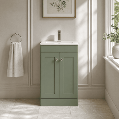 [BFCL823C] Swynnerton Traditional 2 Door Floor Standing Vanity Basin Unit with 1 Tap Hole Minimalist Ceramic Basin, Choice of Size and Colour - Silo