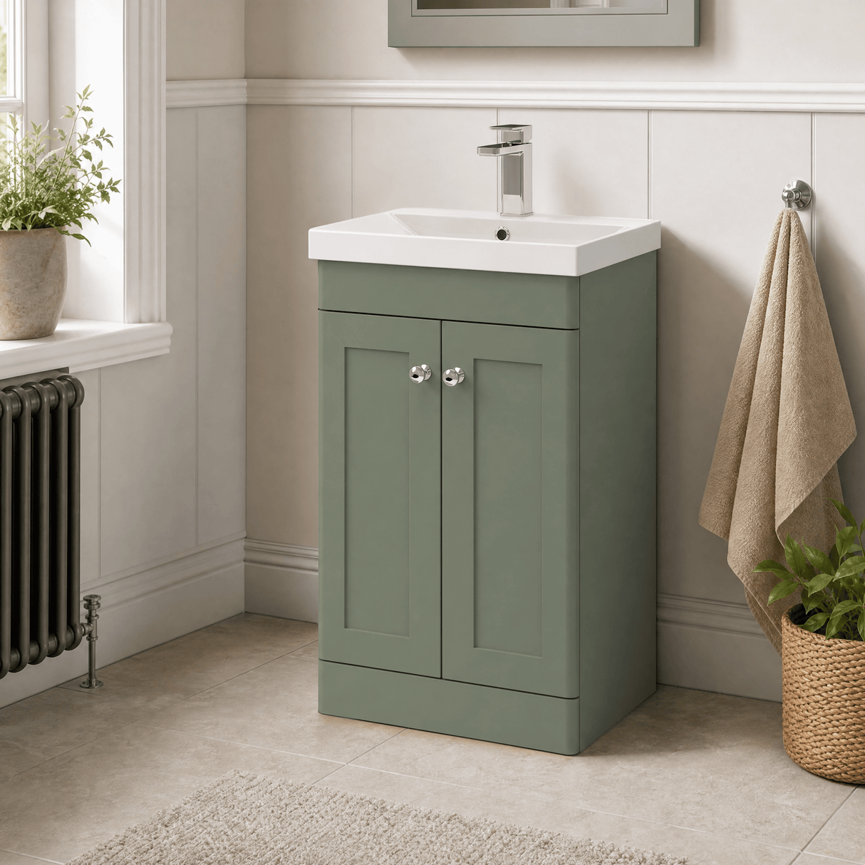 [BFCL823E] Swynnerton Traditional 2 Door Floor Standing Vanity Unit with Thin Edge Basin, Choice of Size and Colour