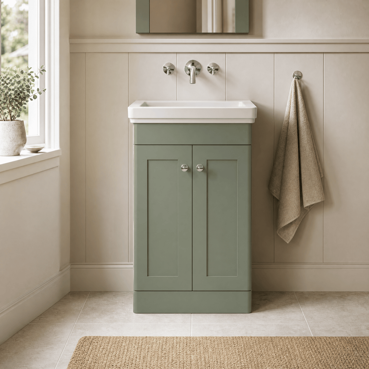[BFCL823H] Swynnerton Traditional 2 Door Floor Standing Vanity Unit with 0 Tap Hole Traditional Fireclay Basin, Choice of Size and Colour - Silo