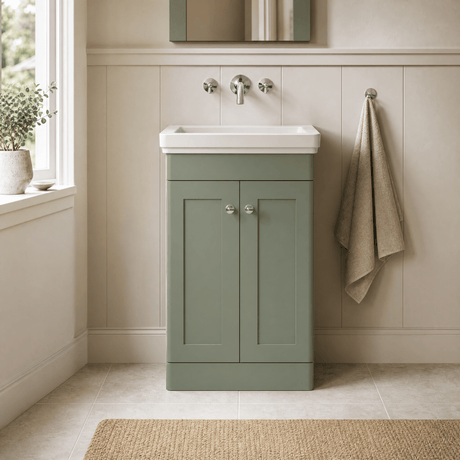 [BFCL823H] Swynnerton Traditional 2 Door Floor Standing Vanity Unit with 0 Tap Hole Traditional Fireclay Basin, Choice of Size and Colour - Silo