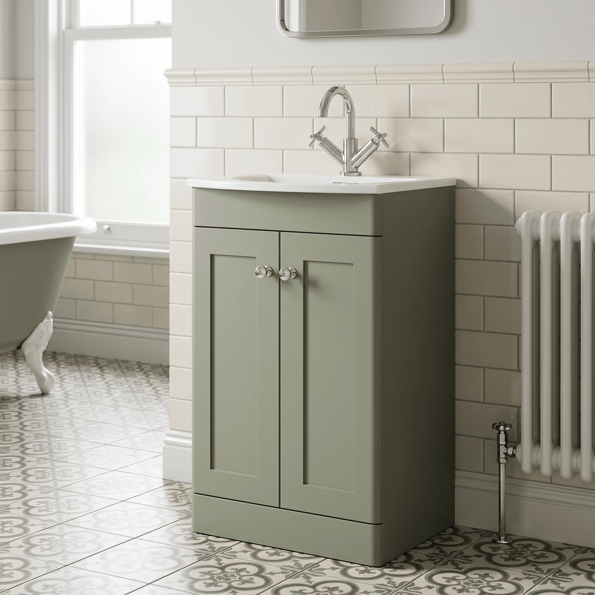 [BFCL823J] Swynnerton Traditional 2 Door Floor Standing Vanity Unit with Curved Basin, 500mm, Choice of Colour