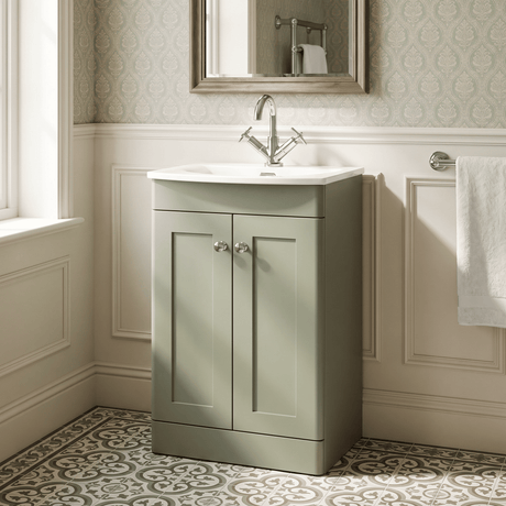 [BFCL823J] Swynnerton Traditional 2 Door Floor Standing Vanity Unit with Curved Basin, 500mm, Choice of Colour - Silo