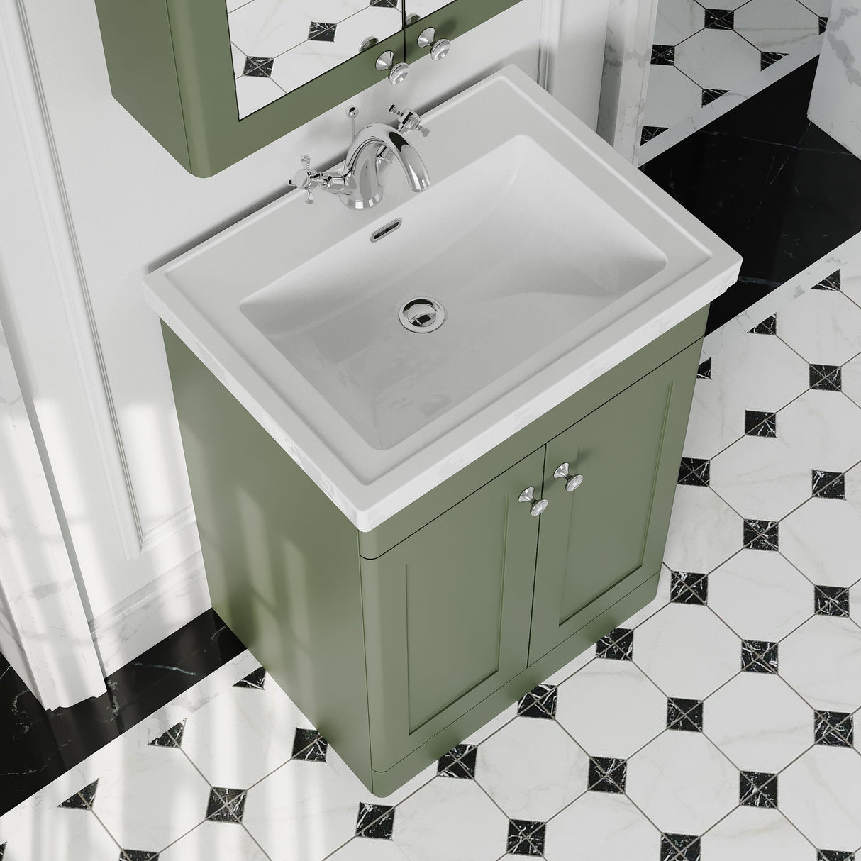 [BFCL825A] Swynnerton Traditional Floor Standing Vanity Basin Unit with 1 Tap Hole Ceramic Basin - Choice of Size and Finish - Lifestyle 2