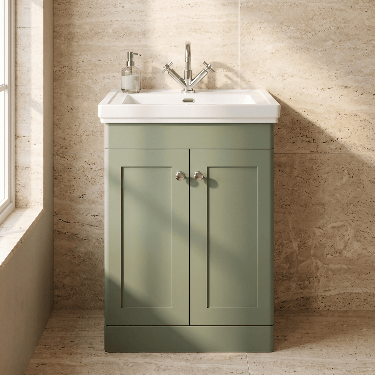 [BFCL825A] Swynnerton Traditional Floor Standing Vanity Basin Unit with 1 Tap Hole Ceramic Basin - Choice of Size and Finish - Silo