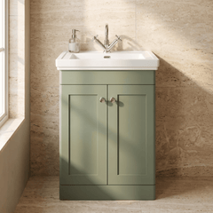 [BFCL825A] Swynnerton Traditional Floor Standing Vanity Basin Unit with 1 Tap Hole Ceramic Basin - Choice of Size and Finish - Silo